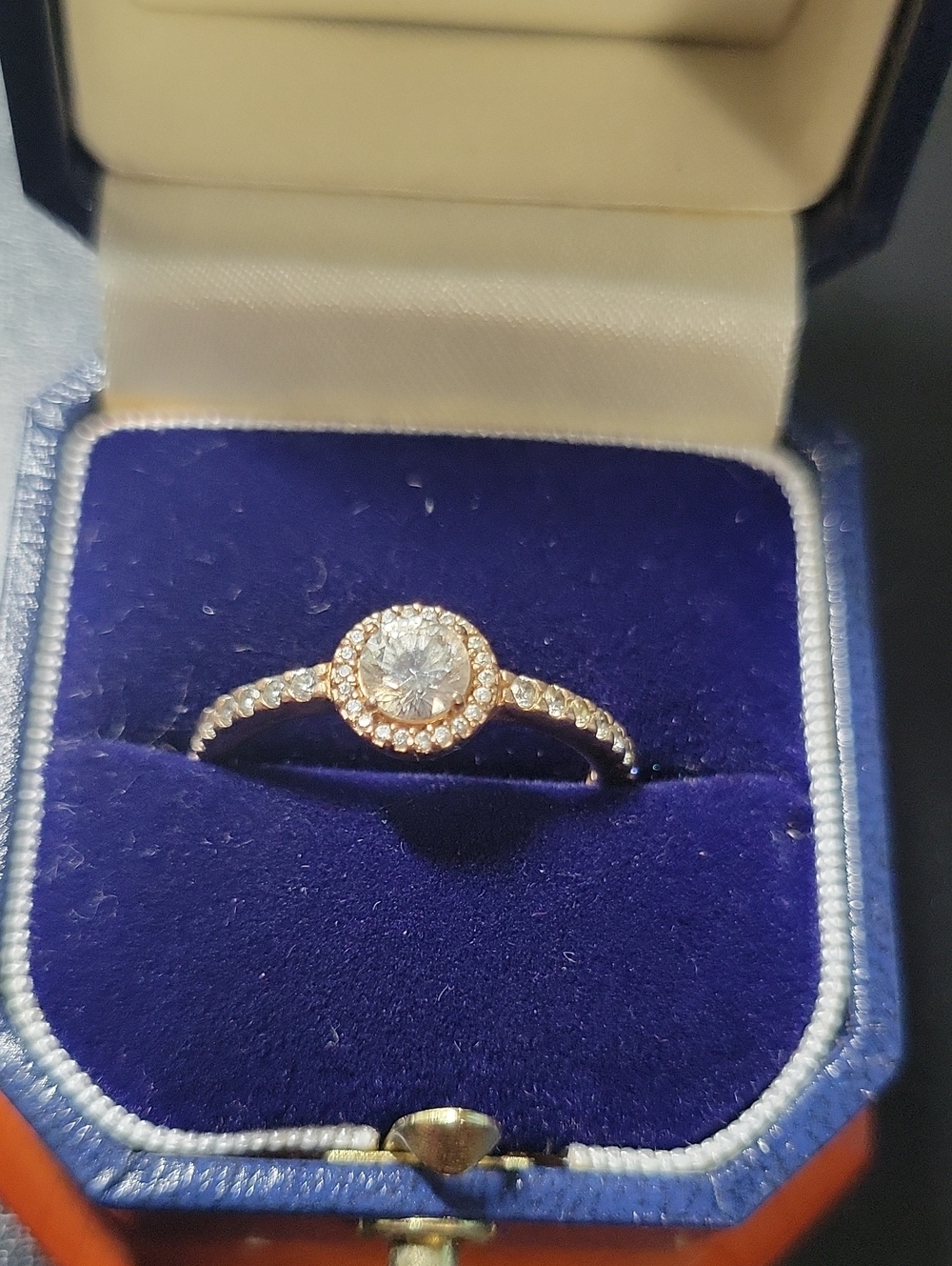 Pandora Round Halo Rose Gold Plated Ring with White Center Stone
